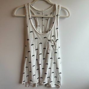 rag & bone White with Bike Print Razer Tank Size Small
